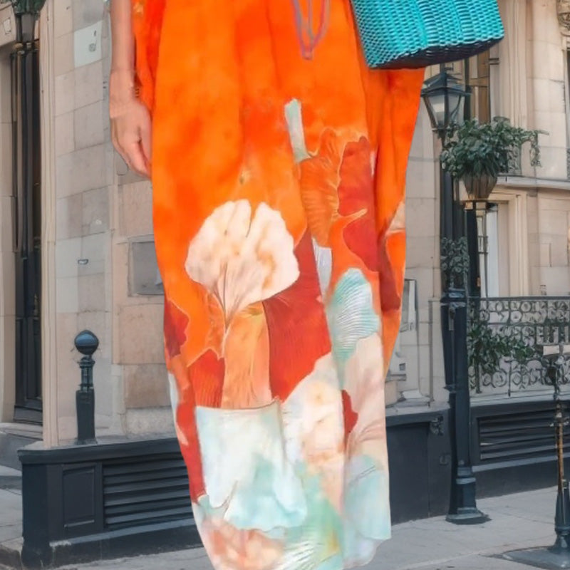 Vestido maxi mujer con estampado floral y escote elegante
