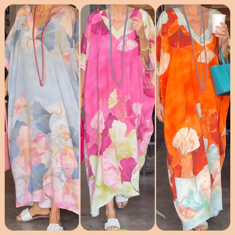 Vestido maxi mujer con estampado floral y escote elegante