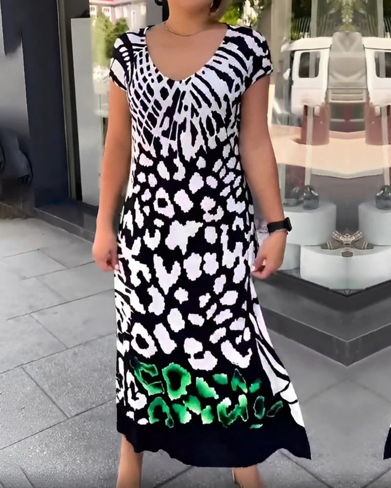 Vestido midi casual para mujer con estampado moderno