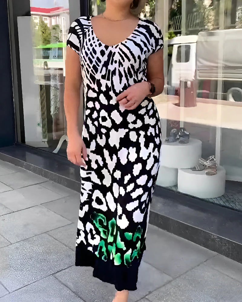 Vestido midi casual para mujer con estampado moderno