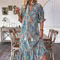 Vestido boho para mujer con estampado floral y escote en V