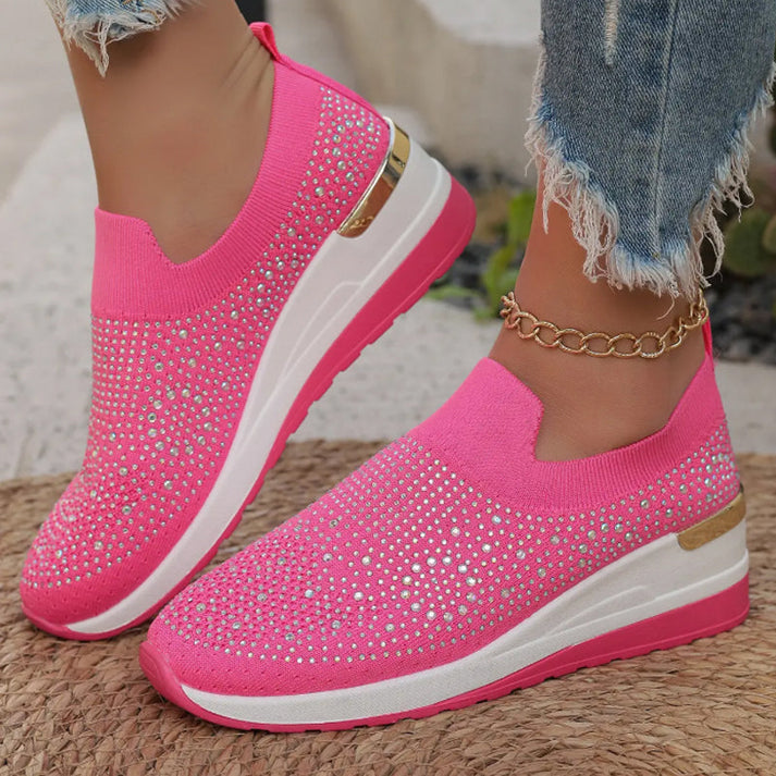 Zapatillas para mujer con strass brillantes y plataforma cómoda