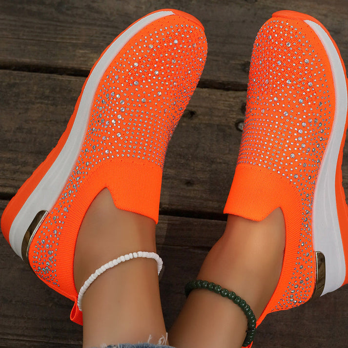 Zapatillas para mujer con strass brillantes y plataforma cómoda