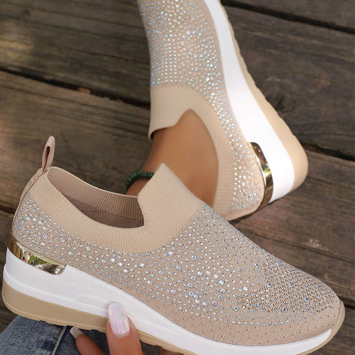 Zapatillas para mujer con strass brillantes y plataforma cómoda