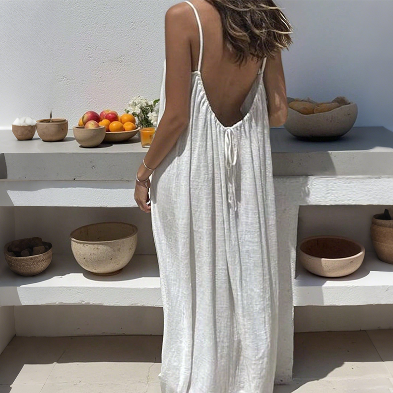 Vestido maxi mujer con tirantes finos y espalda descubierta