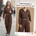 Veronica- Conjunto de sudadera corta con capucha y pantalones anchos