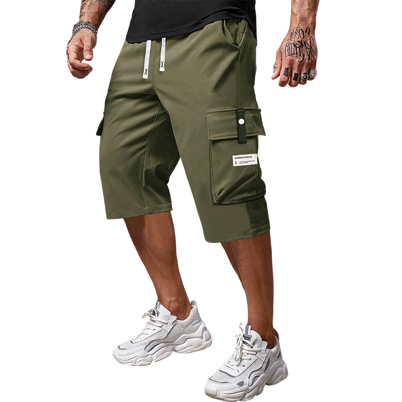 Alex- Pantalones cargo capri informales para hombre con cordón ajustable.