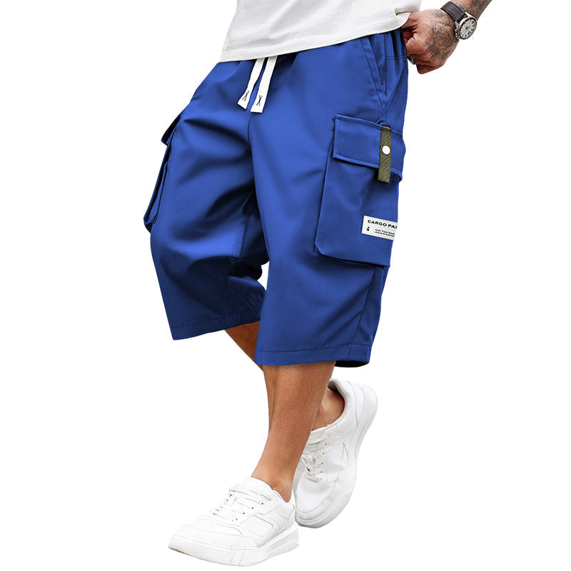Alex- Pantalones cargo capri informales para hombre con cordón ajustable.