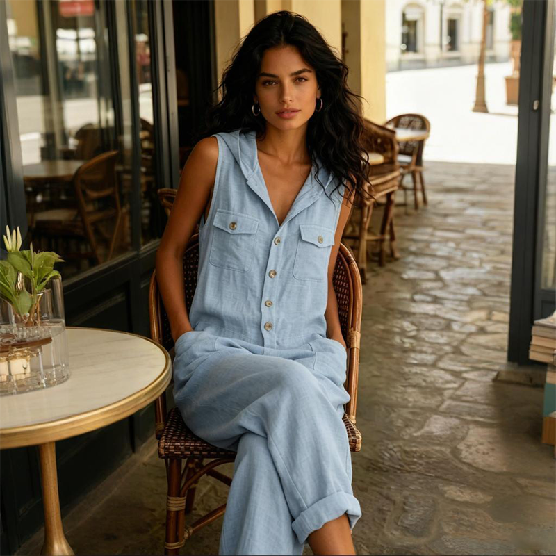 Mono mujer sin mangas con botones y bolsillos estilo utility