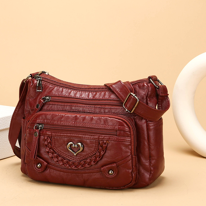 Bolso mujer cuero PU múltiple compartimentos casual
