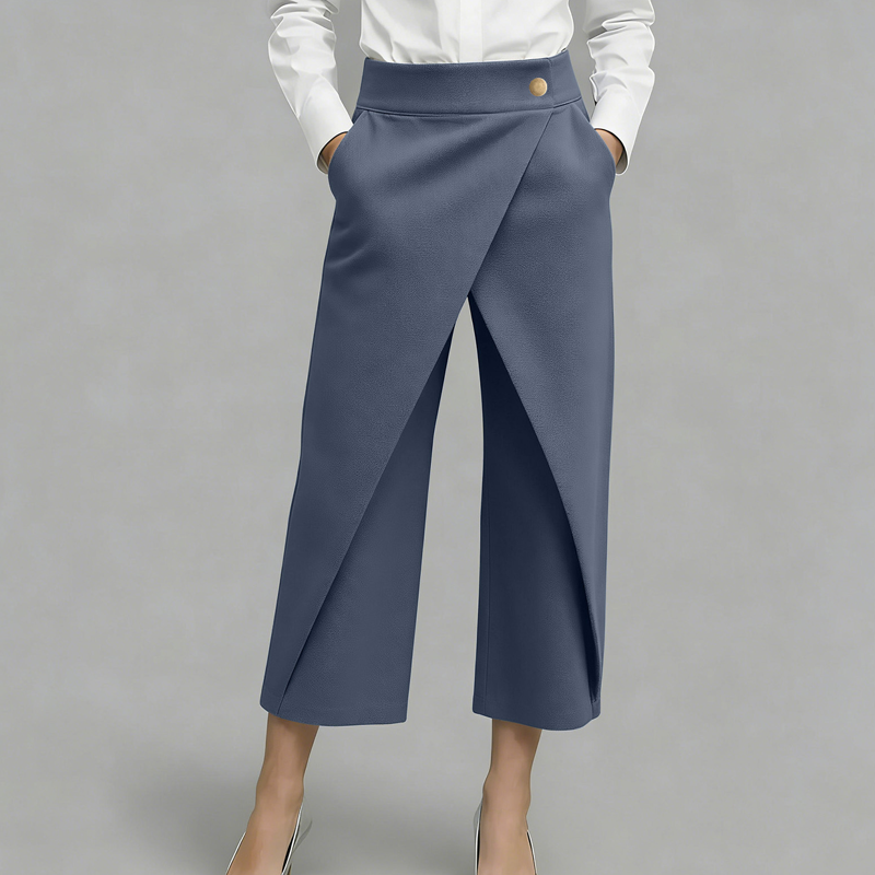 Pantalón tipo falda mujer efecto cartera con bolsillos y corte elegante