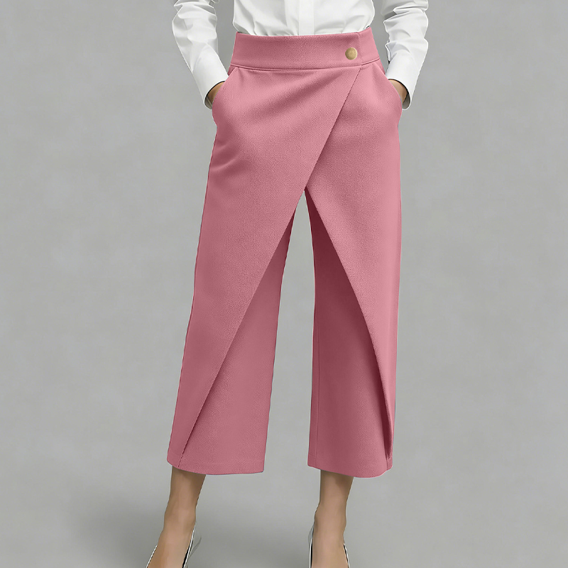Pantalón tipo falda mujer efecto cartera con bolsillos y corte elegante
