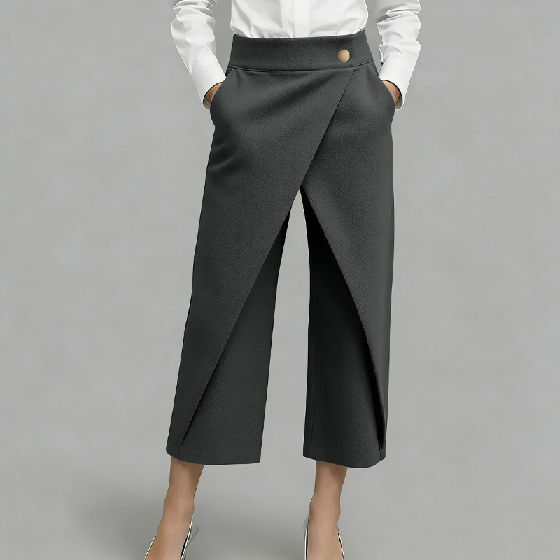Pantalón tipo falda mujer efecto cartera con bolsillos y corte elegante