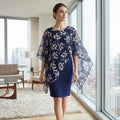 Conjunto de vestido para mujer con sobrecapa floral de chiffon