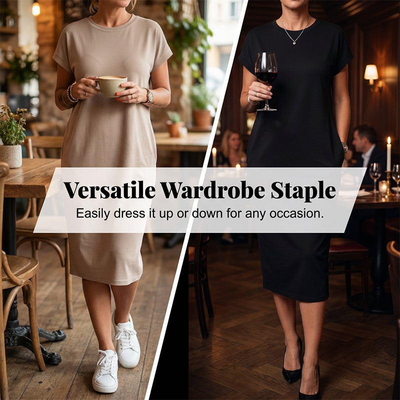 Vestido mujer midi casual con bolsillos y corte relajado