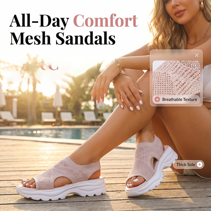 Sandalias de mujer con plataforma y malla transpirable