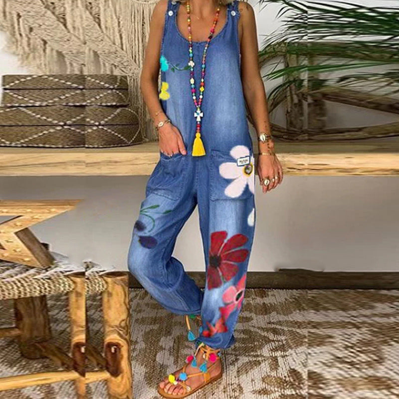 Mono mujer amplio con estampado floral bohemio