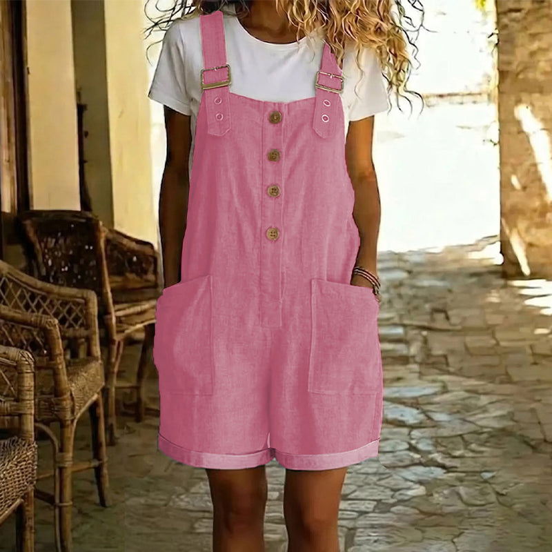 Peto corto mujer con tirantes ajustables y bolsillos amplios