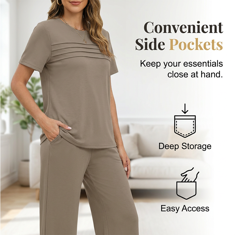Conjunto casual de mujer de dos piezas con pantalón amplio