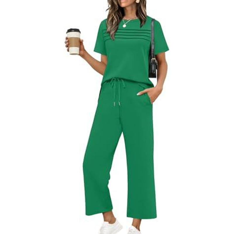 Conjunto casual de mujer de dos piezas con pantalón amplio