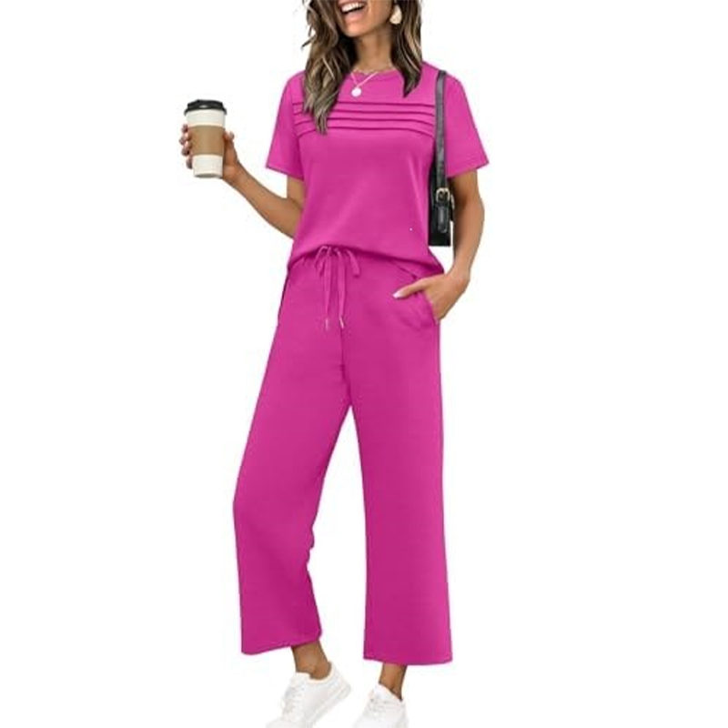Conjunto casual de mujer de dos piezas con pantalón amplio