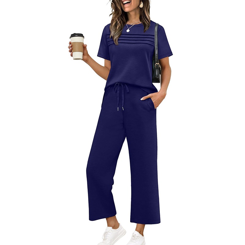 Conjunto casual de mujer de dos piezas con pantalón amplio