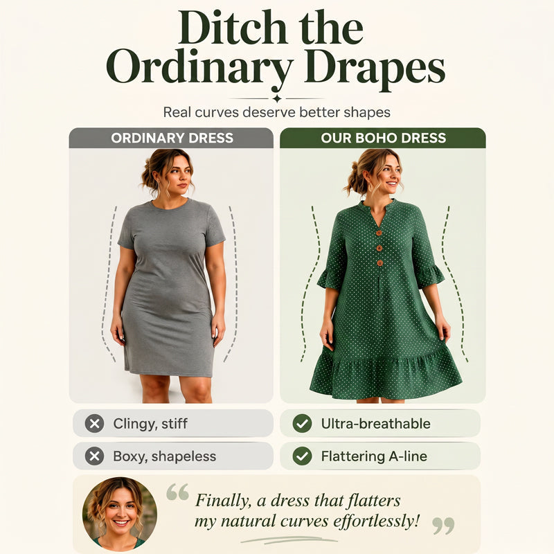 Vestido midi de mujer con estampado de lunares y mangas con volantes