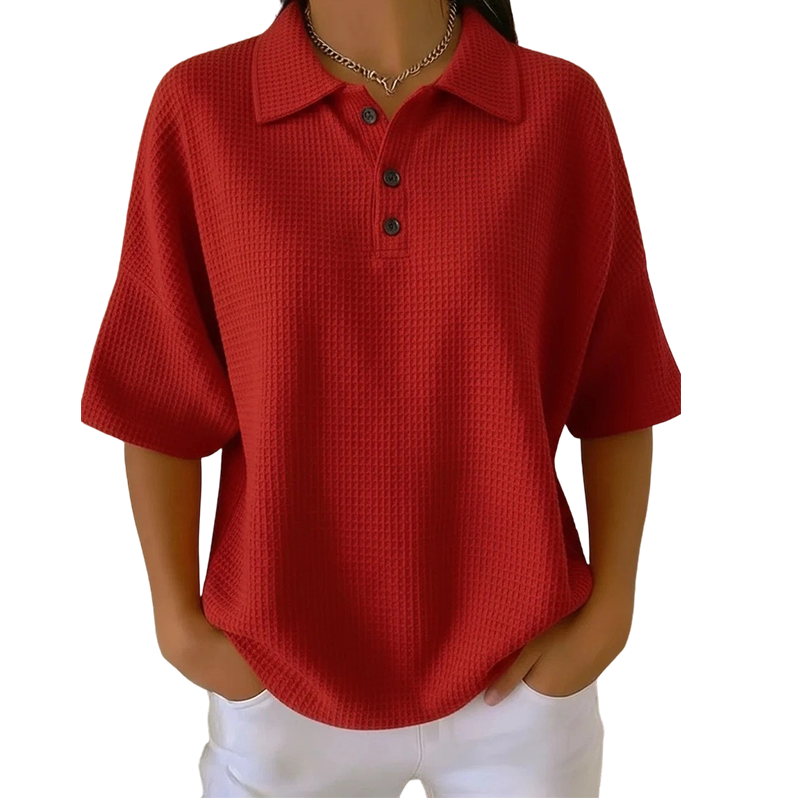 Polo de mujer con textura ligera y cuello de botones