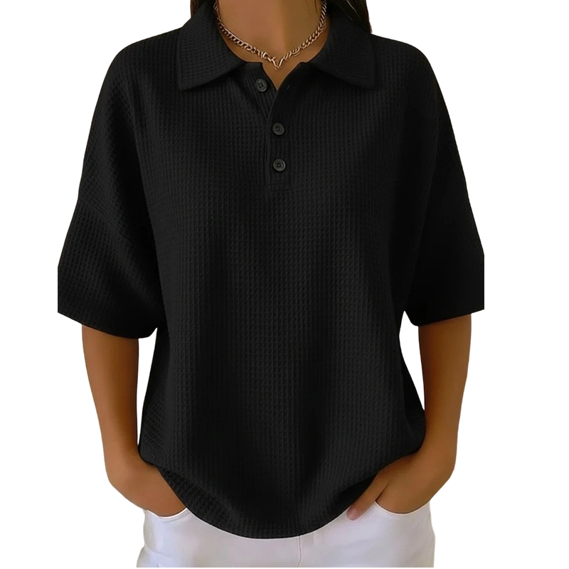 Polo de mujer con textura ligera y cuello de botones