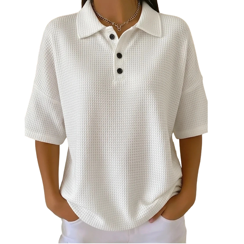 Polo de mujer con textura ligera y cuello de botones