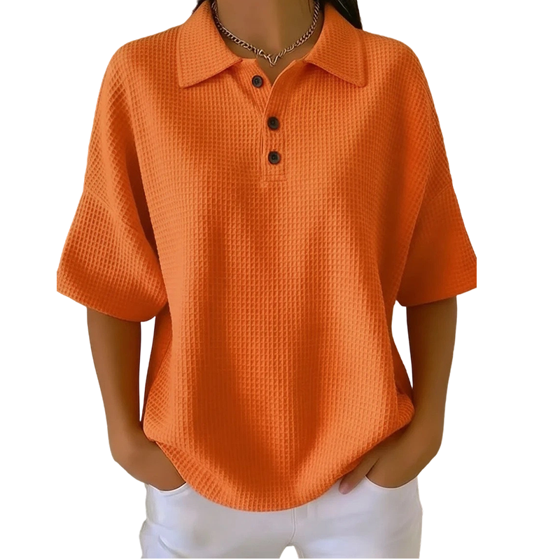 Polo de mujer con textura ligera y cuello de botones