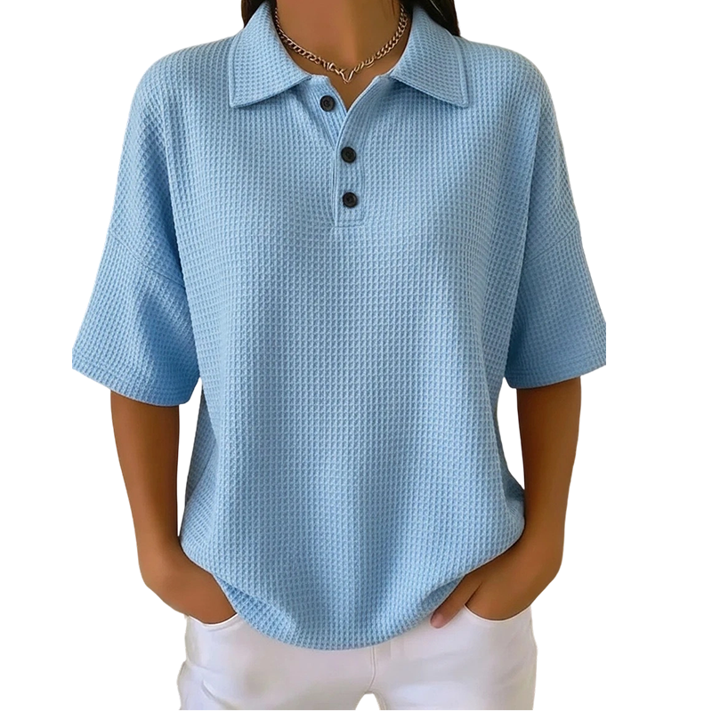 Polo de mujer con textura ligera y cuello de botones