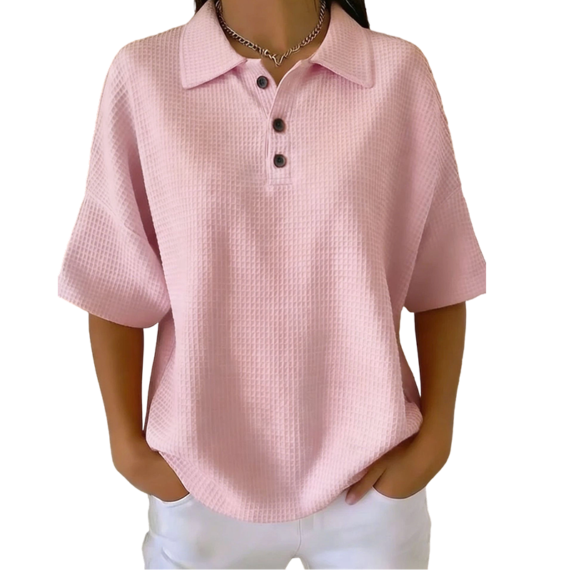 Polo de mujer con textura ligera y cuello de botones