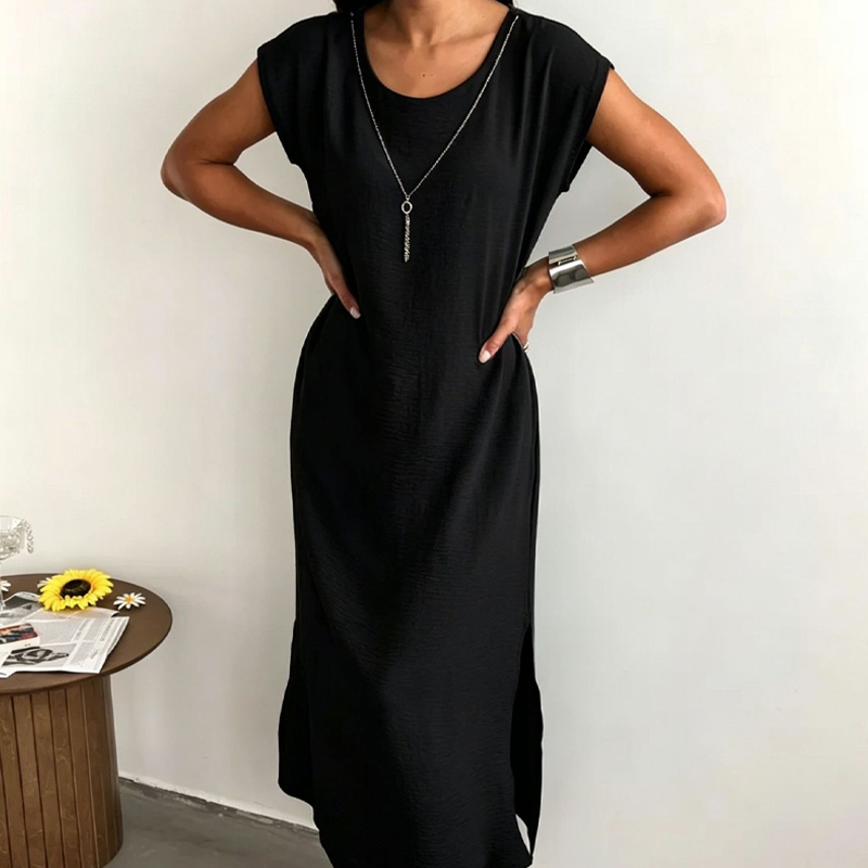 Vestido midi de mujer sin mangas con abertura lateral