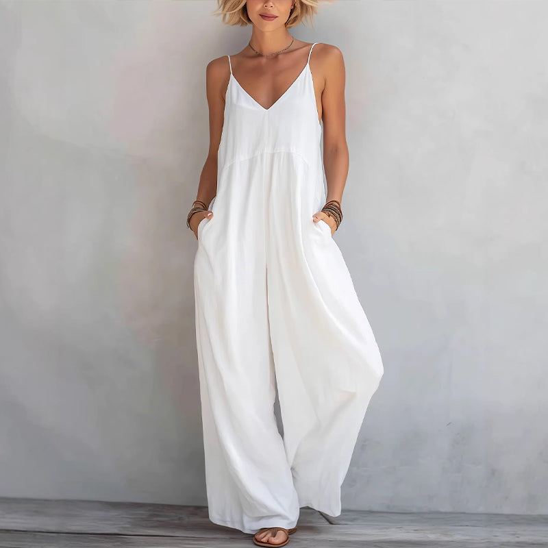 Mono palazzo tejido ligero con tirantes para verano casual chic