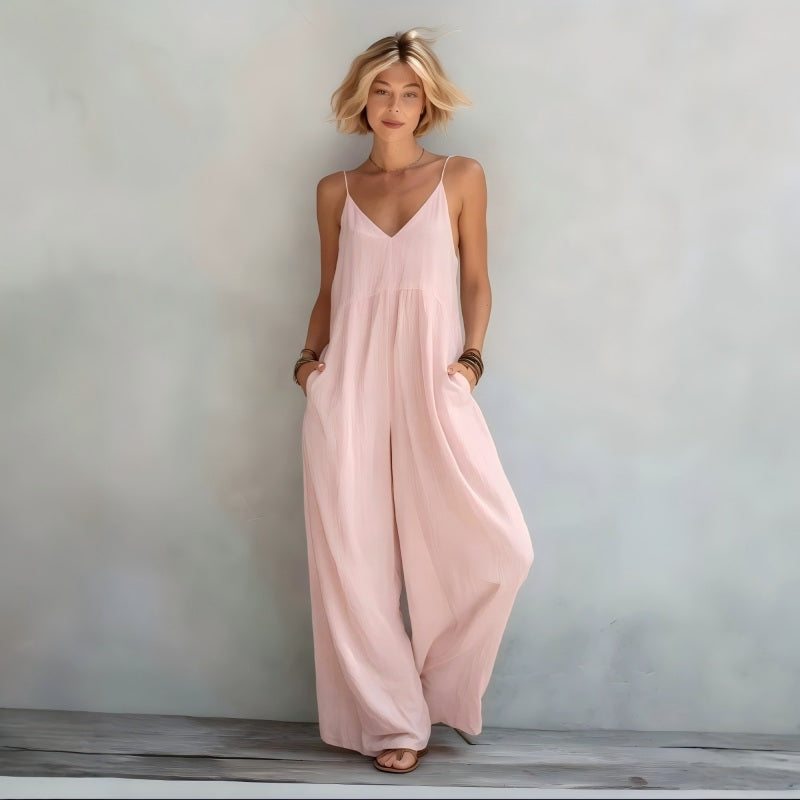 Mono palazzo tejido ligero con tirantes para verano casual chic