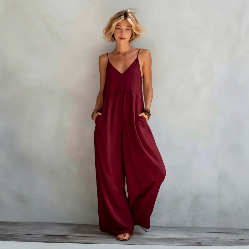 Mono palazzo tejido ligero con tirantes para verano casual chic