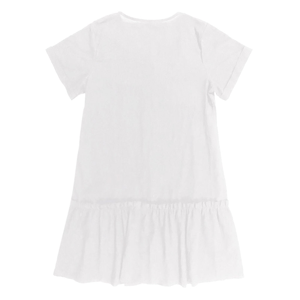 Vestido corto mujer algodón lino con botones y volante verano