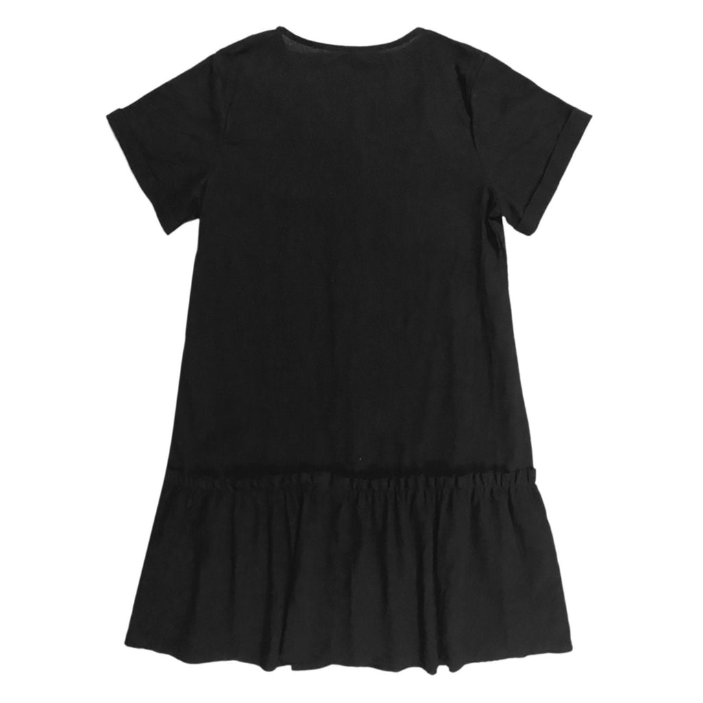 Vestido corto mujer algodón lino con botones y volante verano