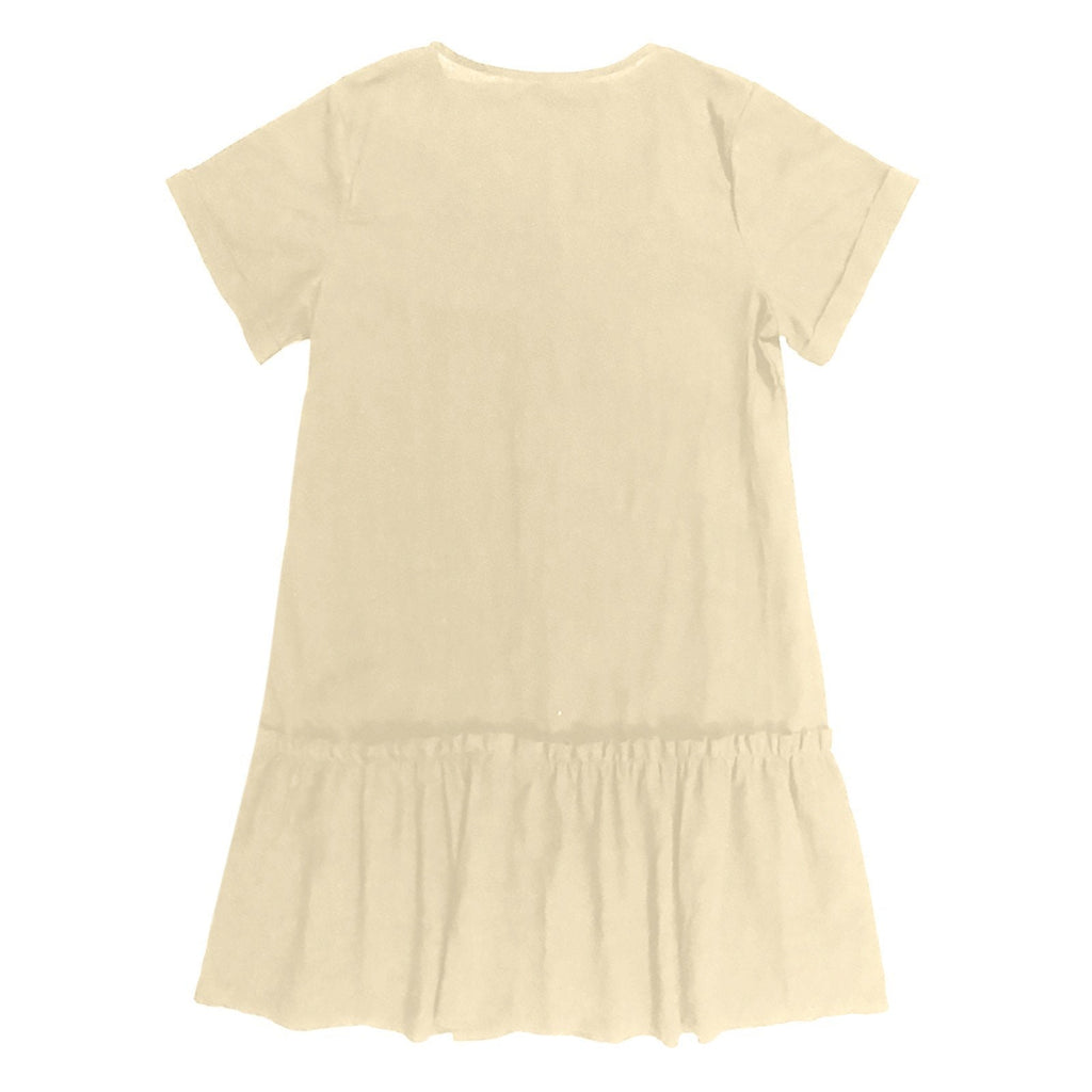 Vestido corto mujer algodón lino con botones y volante verano