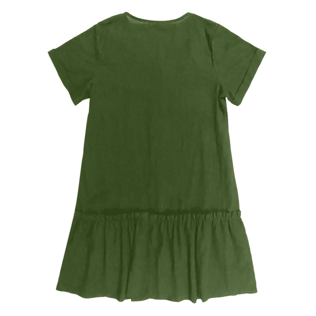 Vestido corto mujer algodón lino con botones y volante verano