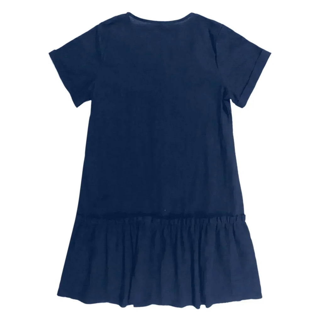 Vestido corto mujer algodón lino con botones y volante verano