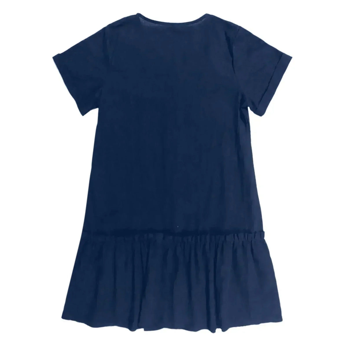 Vestido corto mujer algodón lino con botones y volante verano