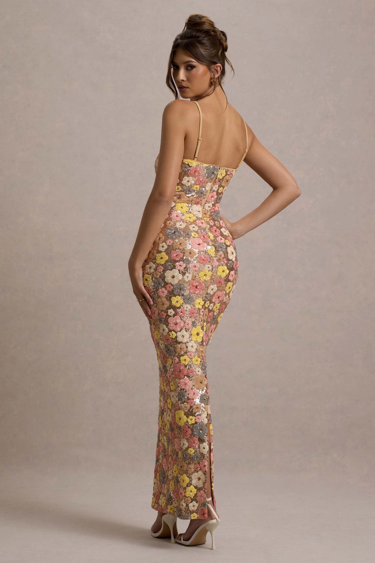 Vestido largo mujer con estampado floral y tirantes finos