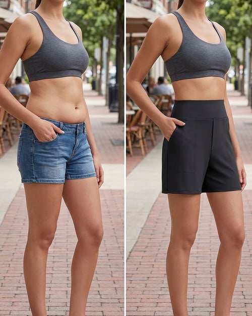 Pantalones cortos para mujer de talle alto con bolsillos funcionales