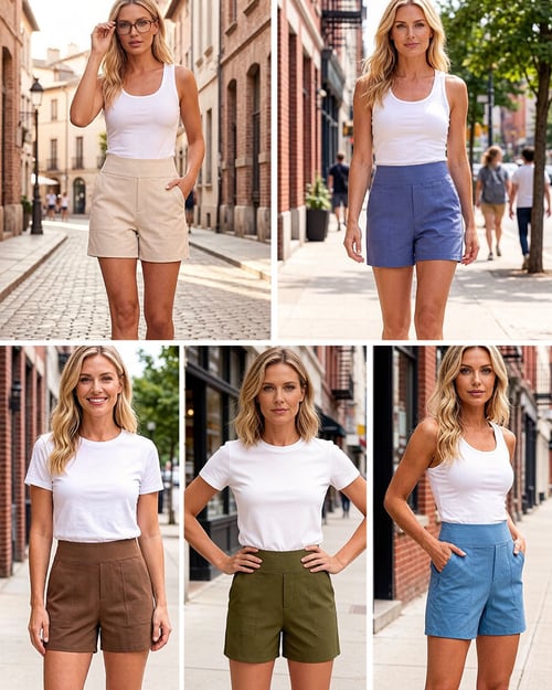 Pantalones cortos para mujer de talle alto con bolsillos funcionales